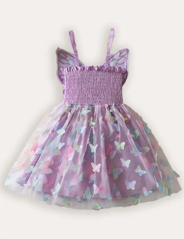 3D Butterfly Wings Colorful Tulle Suspender Dress
